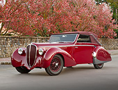 AUT 20 RK0638 01
1947 Delahaye 135M Red 3/4 Front View On Pavement By Cherry Blossom Trees