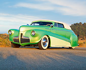 AUT 20 RK0096 05
1941 Green Ford Convertible 3/4 Front View Low Angle On Road
