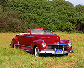 AUT 20 RK0114 02
1946 Hudson Super 6 Convertible Red 3/4 Front View On Grass