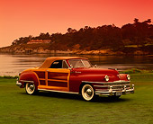 AUT 20 RK0175 04
1946 Chrysler Town & Country Burgundy 3/4 Side View On Grass By Water Pebble Beach