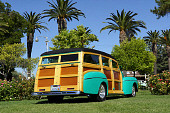 AUT 20 RK0292 01
1942 Ford Woody Green 3/4 Rear View On Grass By Trees
