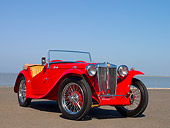 AUT 20 RK0297 01
1948 MG TC Red Convertible Red Low 3/4 Front View On Pavement