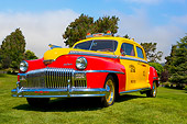AUT 20 RK0304 01
1946 De Soto Taxi Cab Red And Yellow Low 3/4 Front View On Grass