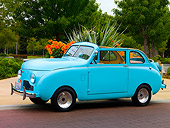 AUT 20 RK0307 01
1947 Crosley Convertible Aqua 3/4 Side View On Pavement By Trees