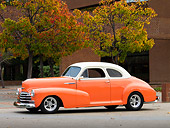 AUT 20 RK0340 01
1948 Chevrolet Fleetmaster Coupe Salmon & Cream 3/4 Front View On Pavement