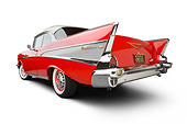 AUT 21 BK0066 01
1957 Chevrolet Bel Air Red And White 3/4 Rear View On White Seamless