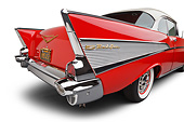 AUT 21 BK0067 01
1957 Chevrolet Bel Air Red And White 3/4 Rear View On White Seamless