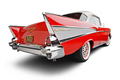 AUT 21 BK0068 01
1957 Chevrolet Bel Air Red And White 3/4 Rear View On White Seamless