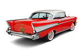 AUT 21 BK0069 01
1957 Chevrolet Bel Air Red And White 3/4 Rear View On White Seamless