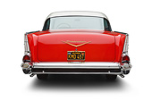 AUT 21 BK0075 01
1957 Chevrolet Bel Air Red And White Rear View On White Seamless