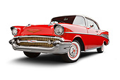 AUT 21 BK0088 01
1957 Chevrolet Bel Air Red And White 3/4 Front View On White Seamless