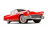 AUT 21 BK0098 01
1957 Ford Thunderbird Red With White Top 3/4 Front View On White Seamless