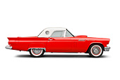 AUT 21 BK0117 01
1957 Ford Thunderbird Red With White Top Profile View On White Seamless