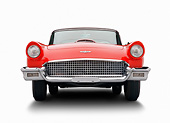 AUT 21 BK0119 01
1957 Ford Thunderbird Red With White Top Front View On White Seamless