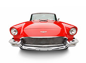 AUT 21 BK0121 01
1957 Ford Thunderbird Red With White Top Front View On White Seamless