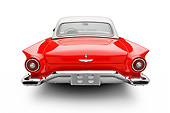 AUT 21 BK0122 01
1957 Ford Thunderbird Red With White Top Rear View On White Seamless
