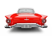 AUT 21 BK0123 01
1957 Ford Thunderbird Red With White Top Rear View On White Seamless