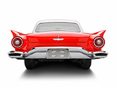 AUT 21 BK0124 01
1957 Ford Thunderbird Red With White Top Rear View On White Seamless