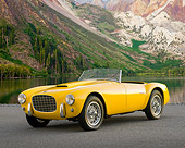 AUT 21 RK0377 07
1953 Siata Spyder Convertible Yellow 3/4 Front View On Pavement