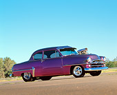 AUT 21 RK0457 01
1954 Plymouth Savoy Purple Slanted 3/4 Side View On Pavement