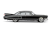 AUT 21 RK0902 02
1959 Fleetwood 60 Special Cadillac Black Side View Gray Seamless Background