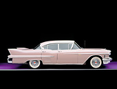 AUT 21 RK1210 04
1958 Cadillac De Ville Sedan Pink Side View On Purple Floor Gray Line Studio