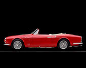AUT 21 RK1339 03
1957 Maserati A6G/2000 Frua Spider Red With White Stripe Side View On Gray Line Studio