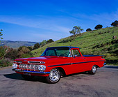 AUT 21 RK1621 01
1959 Chevy El Camino Red And Black 3/4 Front View On Pavement