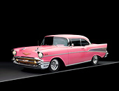 AUT 21 RK2054 01
1957 Chevrolet Bel Air Pink Low 3/4 Side View Studio