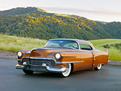 AUT 21 RK2415 01
1954 Cadillac Coupe de Ville Bronze 3/4 Front View On Pavement By Hills