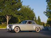 AUT 21 RK2487 01
1953 Nash-Healey Coupe Silver 3/4 Front View On Pavement By Trees