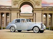 AUT 21 RK2498 01
1952 Bentley R Type Silver 3/4 Front View On Pavement By Building