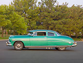 AUT 21 RK2522 01
1953 Hudson Hornet Green Profile View On Pavement By Trees