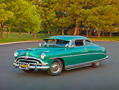 AUT 21 RK2528 01
1953 Hudson Hornet Green 3/4 Front View On Pavement By Trees