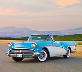 AUT 21 RK2563 01
1957 Buick Special Convertible Turquoise And White 3/4 Front View On Pavement By Vineyard