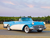 AUT 21 RK2564 01
1957 Buick Special Convertible Turquoise And White 3/4 Front View On Pavement By Vineyard