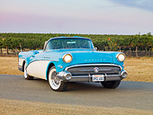 AUT 21 RK2565 01
1957 Buick Special Convertible Turquoise And White 3/4 Front View On Pavement By Vineyard
