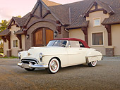 AUT 21 RK2644 01
1950 Oldsmobile 88 Convertible White 3/4 Front View On Gravel By House