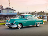 AUT 21 RK2680 01
1953 Desoto Powermaster Green 3/4 Front View On Pavement By Harbor