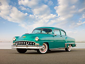 AUT 21 RK2681 01
1953 Desoto Powermaster Green 3/4 Front View On Pavement By Bay