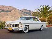 AUT 21 RK2766 01
1956 Chrysler 300B White 3/4 Front View On Pavement By Hills