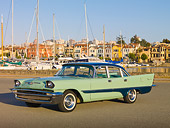 AUT 21 RK2767 01
1957 DeSoto Firedome Green 3/4 Front View On Pavement By Harbor