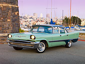 AUT 21 RK2772 01
1957 DeSoto Firedome Green 3/4 Front View On Pavement By Harbor