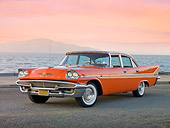 AUT 21 RK2783 01
1958 DeSoto Fireflite Orange 3/4 Front View On Pavement By Bay