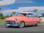 AUT 21 RK2805 01
1951 Ford Victoria Coral And White 3/4 Front View On Pavement By Palm Trees