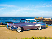 AUT 21 RK2826 01
1957 Pontiac Starchief Evening Orchid 3/4 Side View On Sand By Ocean