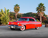 AUT 21 RK2842 01
1953 Mercury Monterey Red 3/4 Front View On Pavement By Palm Trees