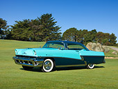 AUT 21 RK2872 01
1956 Mercury Monterey Teal And Green 3/4 Side View On Grass By Trees