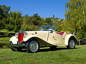 AUT 21 RK2877 01
1953 MG TD Yellow 3/4 Front View On Grass By Pond