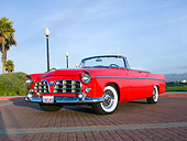 AUT 21 RK2888 01
1956 Chrysler 300B Red 3/4 Front View On Brick By Lamp Posts